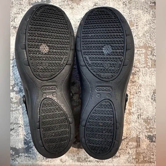 Crocs Women's Mercy Work Clog Black & Silver Floral Slip Resistant Size 11 - Picture 4 of 6